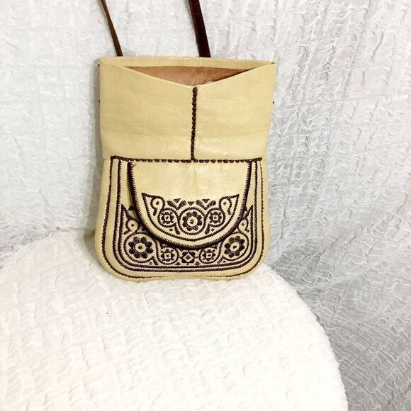 Morrocan VTG Choukara Chkara Handmade Leather Bag - Picture 5 of 11